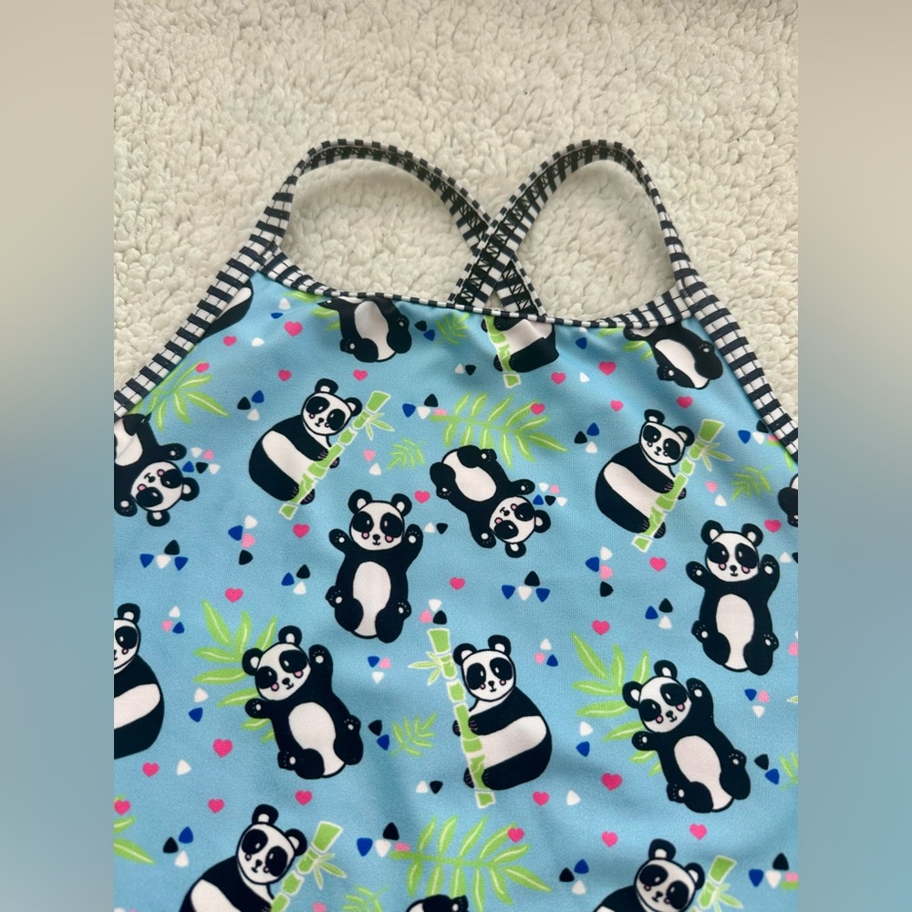 Girls Uglies by Dolfin Swimwear Size 14 One Piece Swimsuit Blue Panda Pattern - Picture 4 of 5